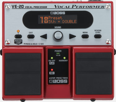 BOSS VE-20 Vocal Performer Rot, Vokaleffektgerät, Phraselooper, Harmoniestimmen, Reverb, Kratzer, Farbabrieb an Kanten | Zustand: Gut