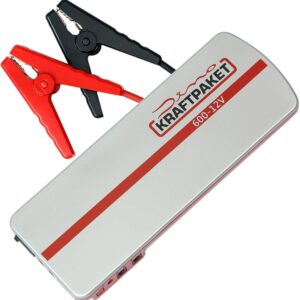 Dino Kraftpaket 600-12V Silber Rot, 12V Starthilfegerät, 600A Spitzenstrom, 18000mAh Powerbank, Inkl. Starthilfekabel | Zustand: Neu