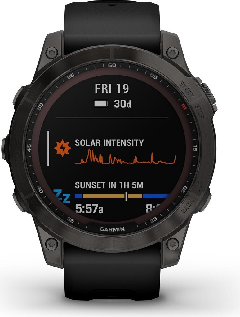 Garmin Fenix 7 Sapphire Solar 2022 Schwarz, Titan Gehäuse, Power Sapphire Glas, Multi-Band GPS, leichte Abnutzung am Armband | Zustand: Gebraucht | Farbe: schwarz