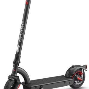 Sharp EM-KS2AEU-B Schwarz 2022, E-Scooter mit 40 km Reichweite, 10 Zoll Luftreifen, Doppelter Hinterradfederung und App-Steuerung.