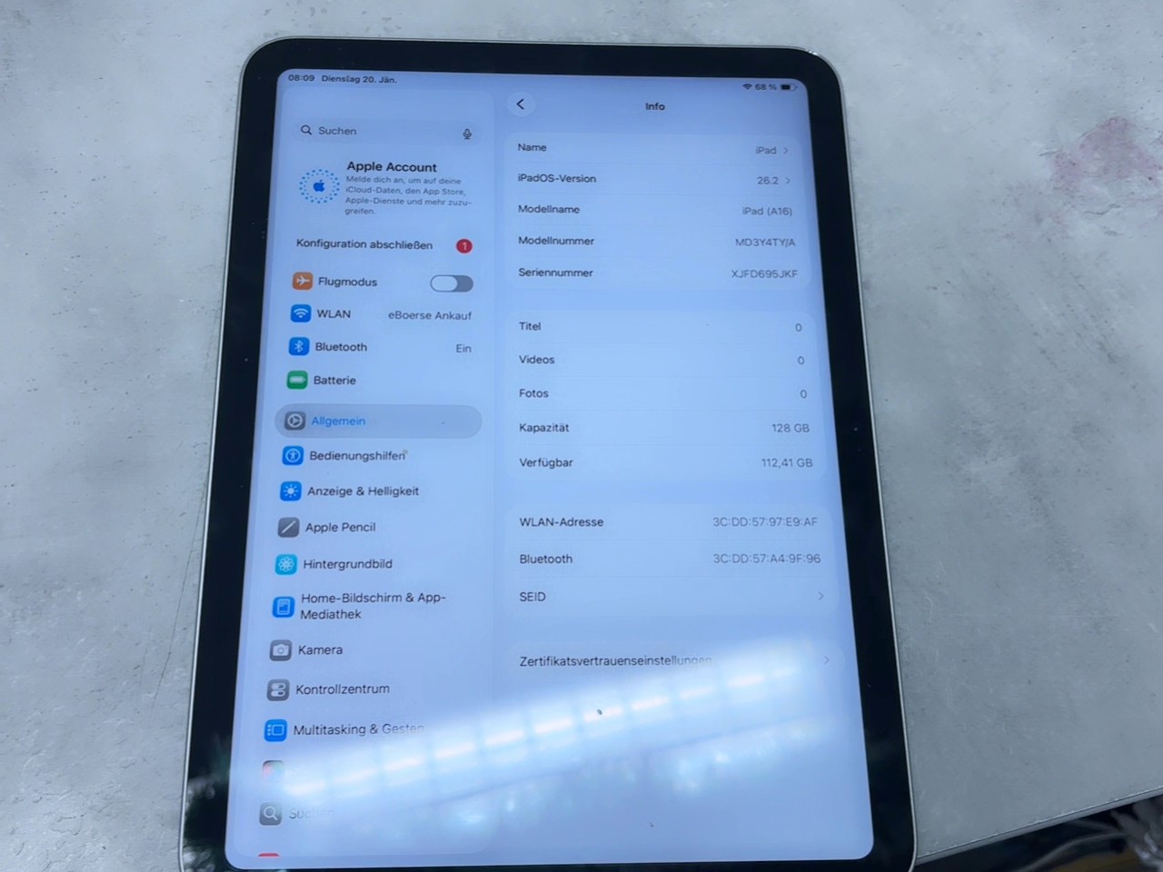 Apple iPad 11 (2025) Silber, 128GB, WiFi, 11 Zoll Liquid Retina Display, A16 Bionic Chip, USB-C Anschluss | Zustand: Gebraucht | Farbe: weiss – Bild 2