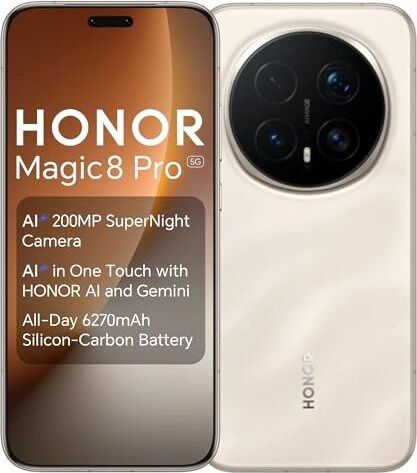 Honor Magic8 Pro 2025 Gold, 512 GB Speicher, OVP inklusive, leistungsstarkes Flaggschiff-Smartphone mit moderner Kamera. | SimLock: Frei | Zustand: Neu | Farbe: gold
