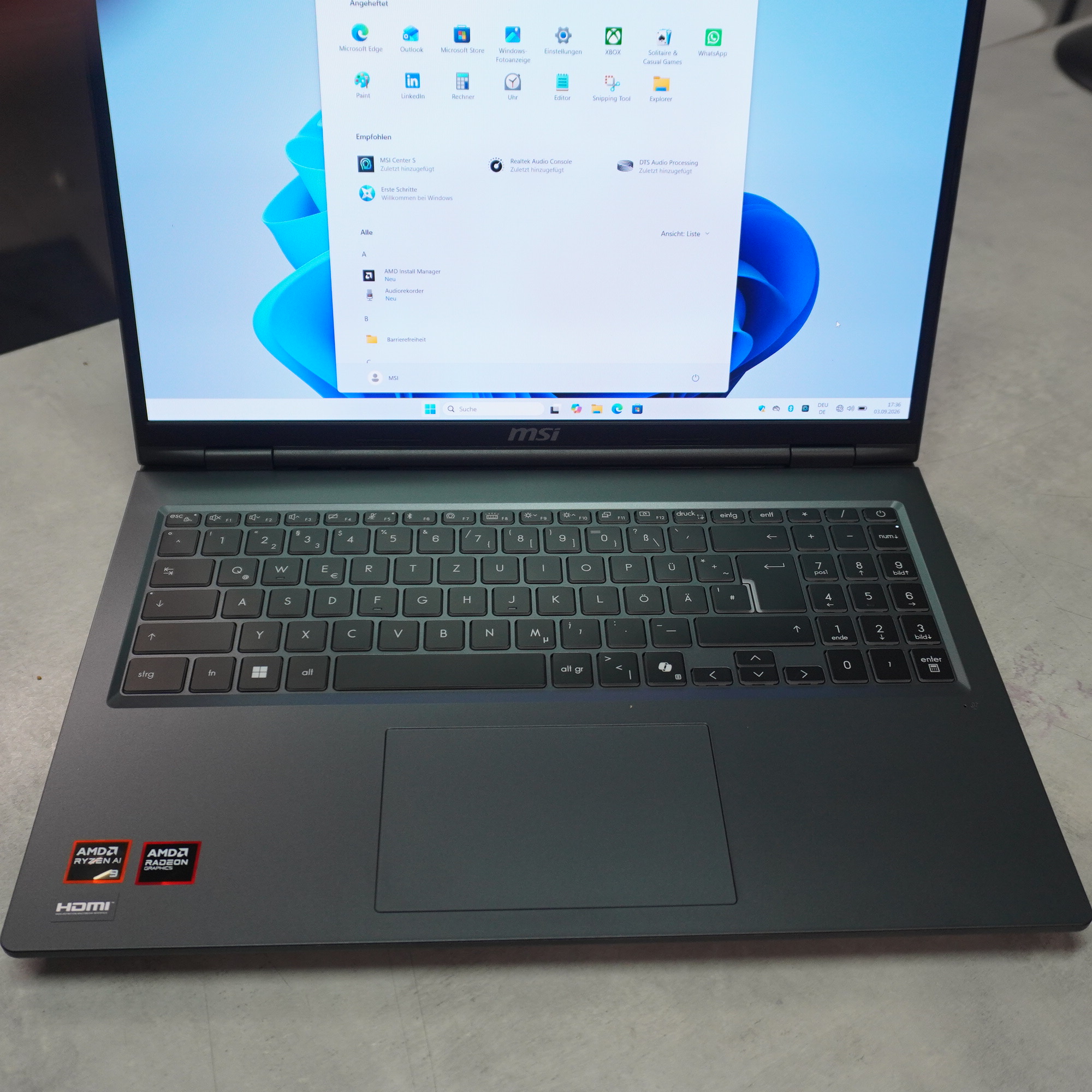 MSI Venture A16 AI+ A3HMG Solid Gray, Ryzen AI 9 365, 16GB RAM, 1TB SSD, Radeon 880M, OVP, DE-Layout | Mit Rechnung von 27.07.2026 | Zustand: Wie Neu – Bild 2