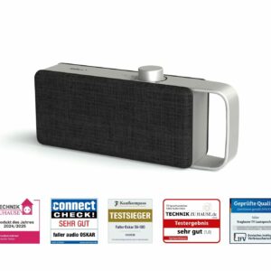 Faller Audio Oskar, Grau, Tragbarer TV-Sprachverstärker mit Ladestation zur Optimierung von Dialogen und Sprachverständlichkeit | Zustand: Gut | Farbe: schwarz