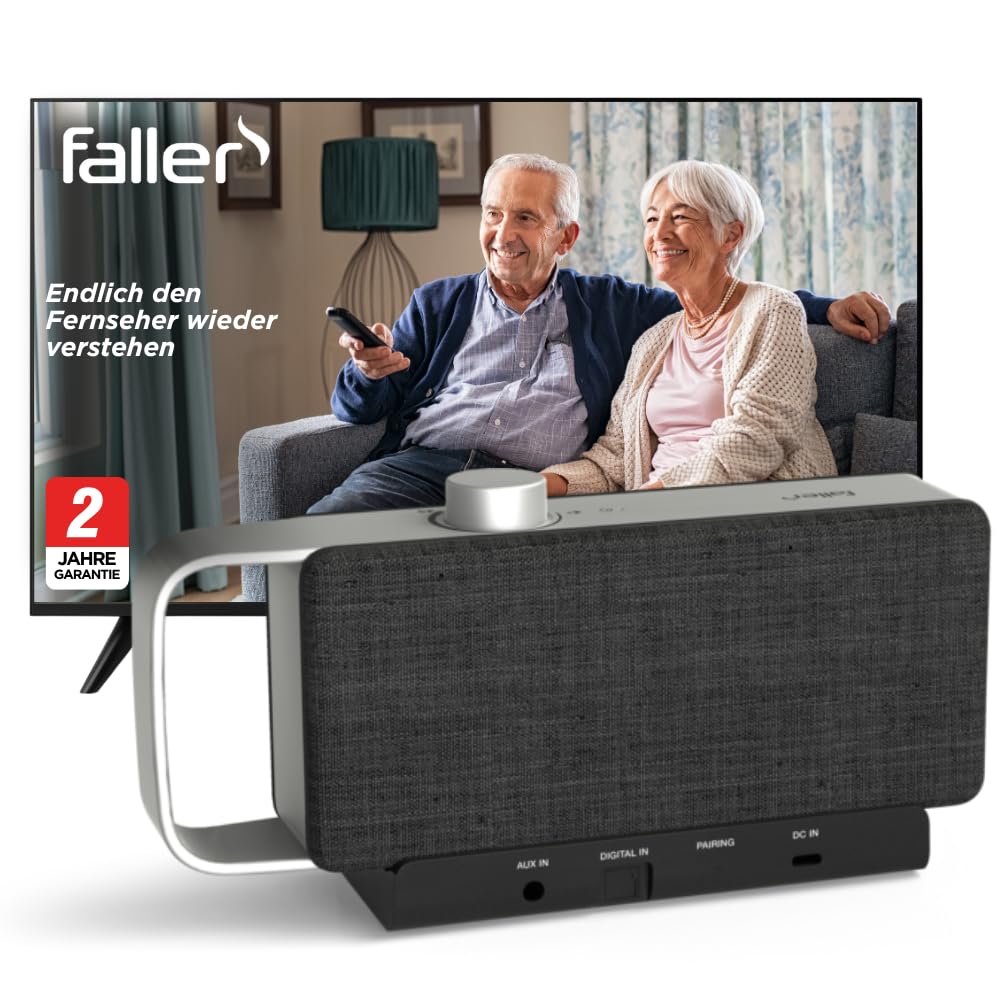 Faller Audio Oskar, Grau, Tragbarer TV-Sprachverstärker mit Ladestation zur Optimierung von Dialogen und Sprachverständlichkeit | Zustand: Gut | Farbe: schwarz – Bild 2