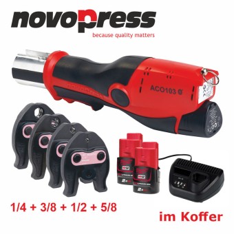 Novopress ACO103 Plus rot/schwarz, Akku-Pressgerät im Koffer mit 4 Pressbacken | Zustand: Gut – Bild 4
