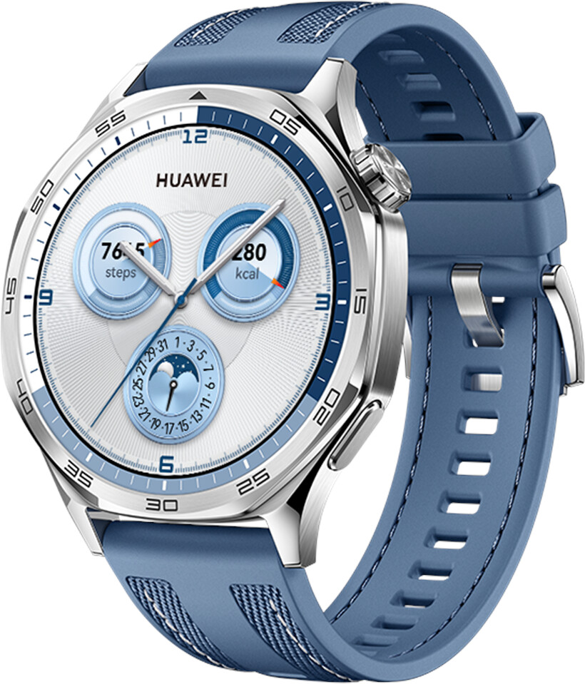 Huawei Watch GT 5 46mm Blau 2024, Smartwatch, 1,43 Zoll AMOLED, EdelstahLadegerätehäuse, blaues Gewebearmband, GPS, Bluetooth, OVP | Zustand: Wie Neu