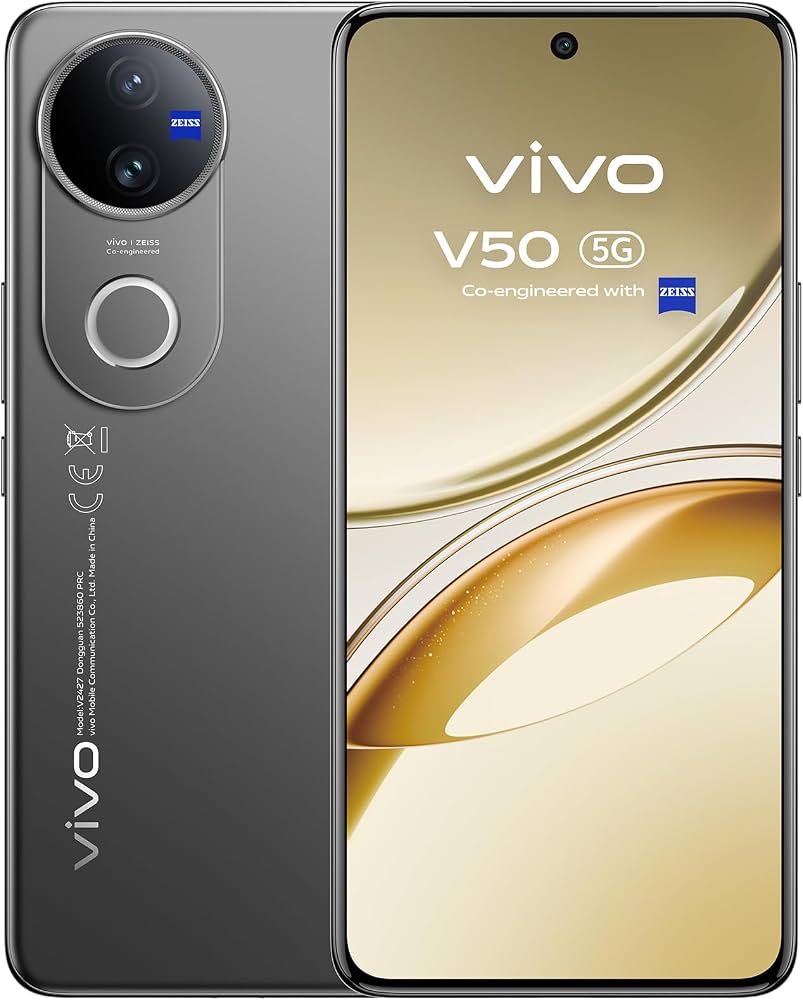 Vivo V50 5G 2025 Satin Black, 512GB Speicher, Originalverpackung (OVP) enthalten | SimLock: Frei | Zustand: Sehr Gut | Farbe: schwarz | Akku: 100%