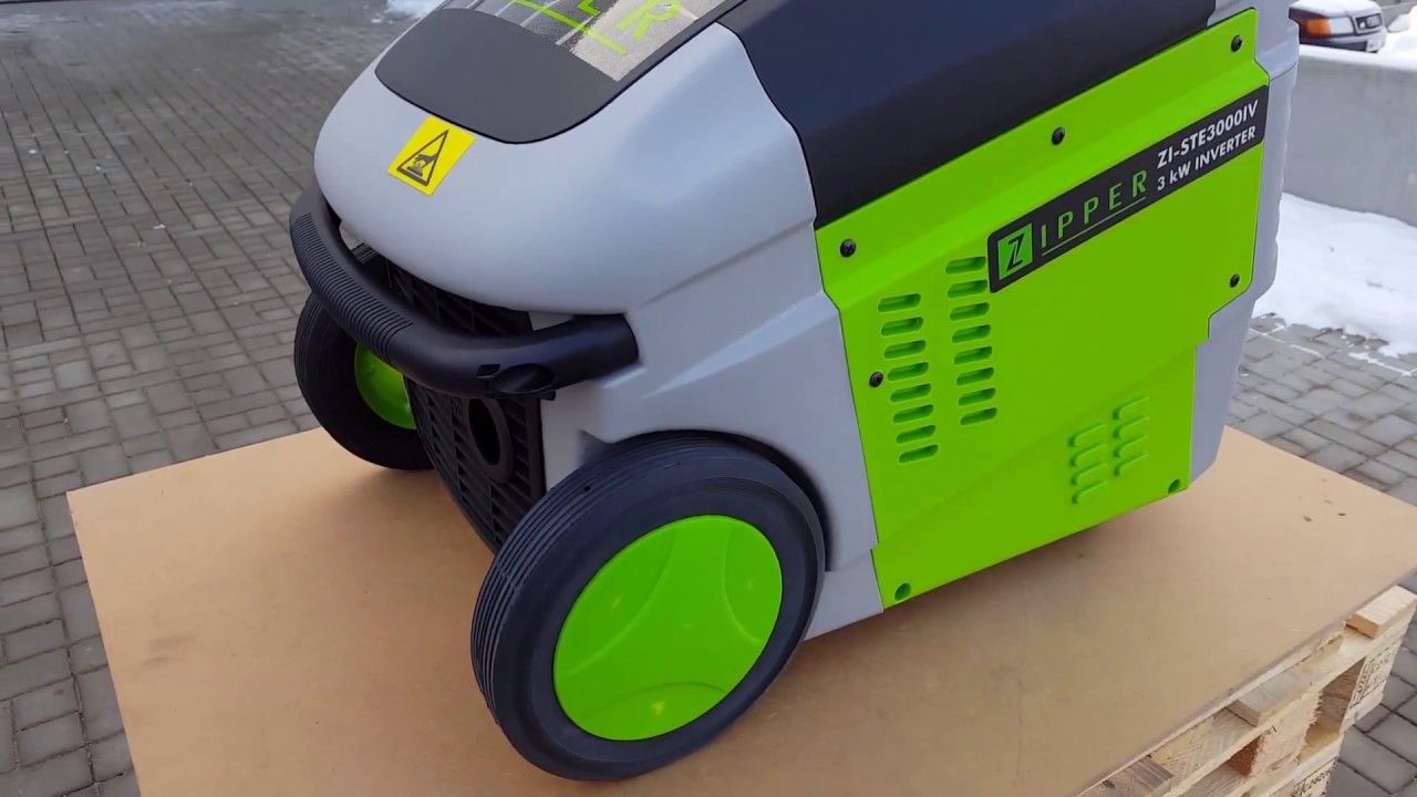 Zipper ZI-STE3000IV Grau Grün, Mobiler Inverter-Stromerzeuger mit 4-Takt-Benzinmotor, 3 kW max. Leistung, 10-L-Tank und Transporträdern | Zustand: Gut – Bild 2