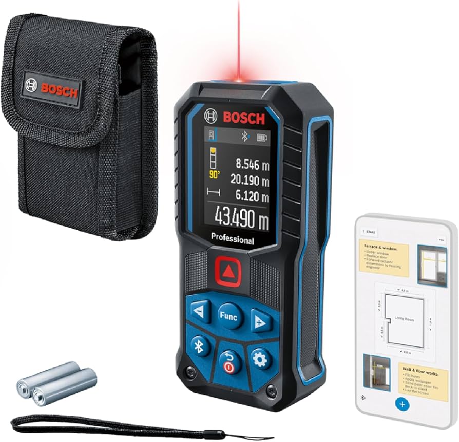 Bosch Professional GLM 50-27 C, blau/schwarz, Laser-Entfernungsmesser bis 50m mit Bluetooth, Farbdisplay, Tasche, OVP | Zustand: Neu