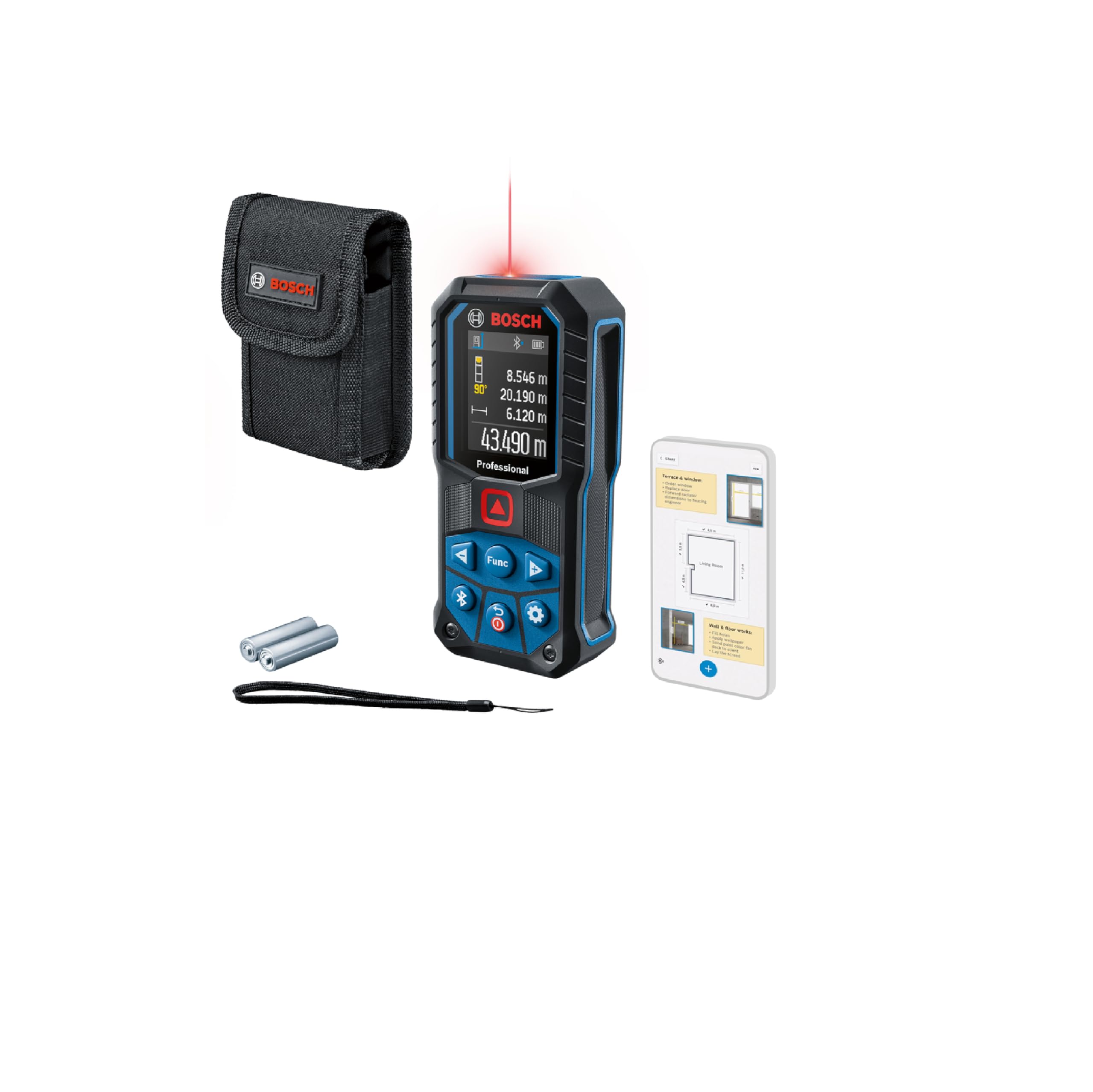 Bosch Professional GLM 50-27 C, blau/schwarz, Laser-Entfernungsmesser bis 50m mit Bluetooth, Farbdisplay, Tasche, OVP | Zustand: Neu – Bild 2