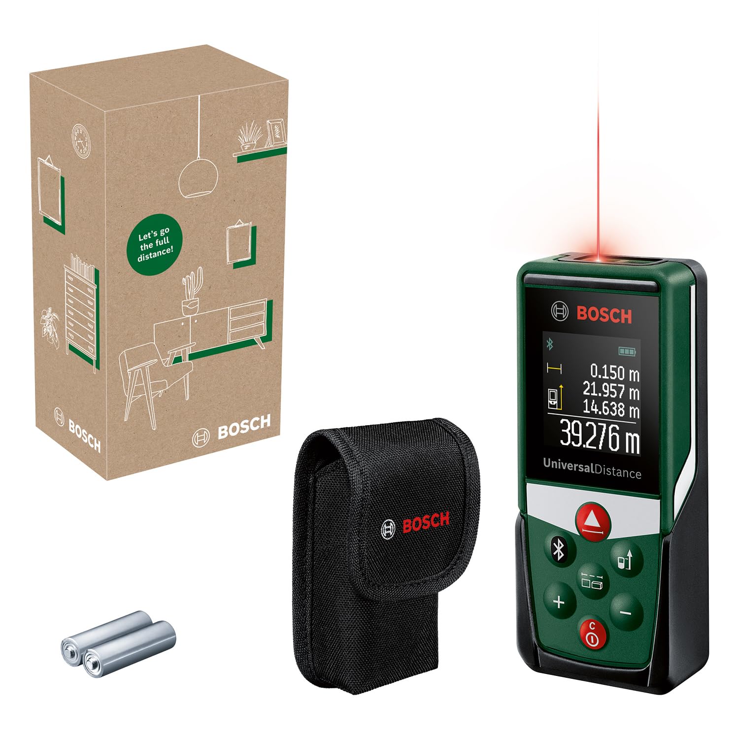 Bosch UniversalDistance 40C Schwarz Grün, Digitaler Laser-Entfernungsmesser mit Bluetooth, bis 40m Reichweite, inkl. Tasche und OVP | Zustand: Neu – Bild 2