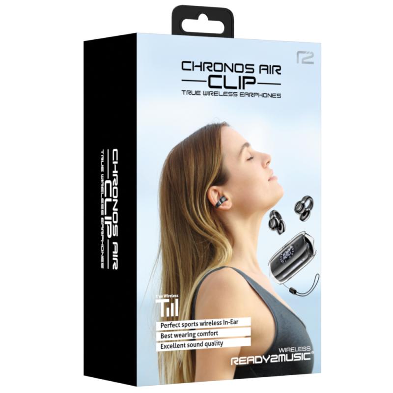 Ready2music Chronos Air Clip Schwarz, True Wireless Open-Ear Kopfhörer, Bluetooth, Ladecase mit Digitalanzeige, ovp | Zustand: Neu – Bild 3