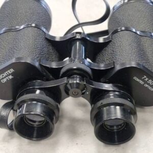 Lichter Optik 7x50 Schwarz, Vintage Porro-Fernglas mit 7-facher Vergrößerung, 50 mm Objektivdurchmesser, vergüteten Linsen und Schutzhülle | Zustand: Sehr Gut