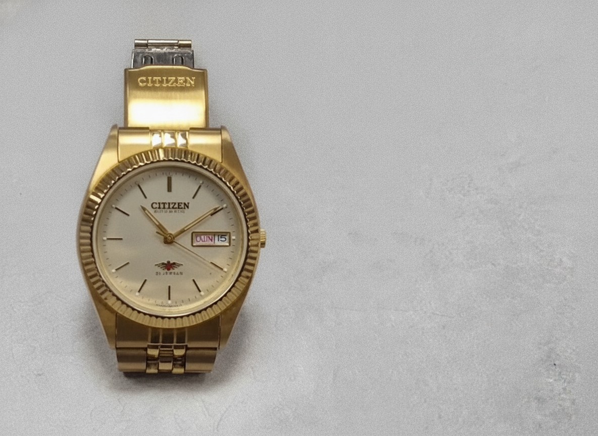 Citizen Eagle 7 Automatik 1980er Gold, Vintage Herrenarmbanduhr, vergoldet, Kaliber 8200, 21 Jewels, Champagner-Zifferblatt, Tag-Datum | Zustand: Sehr Gut