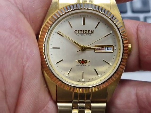 Citizen Eagle 7 Automatik 1980er Gold, Vintage Herrenarmbanduhr, vergoldet, Kaliber 8200, 21 Jewels, Champagner-Zifferblatt, Tag-Datum | Zustand: Sehr Gut – Bild 3
