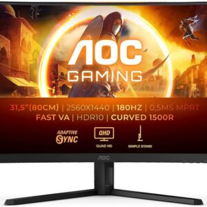 AOC CQ32G4VE 32" WQHD Curved Gaming Monitor, 31.5 Zoll Curved VA-Panel, 2560x1440 WQHD, 180 Hz Bildwiederholrate, 1 ms GtG | Zustand: Sehr Gut