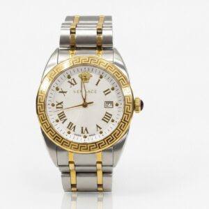 Versace V-Sport II VFE140015 Silber Gold, Herren-Armbanduhr, Quarzwerk, weißes Zifferblatt mit römischen Ziffern, Edelstahl bicolor, ovp | Zustand: Wie Neu