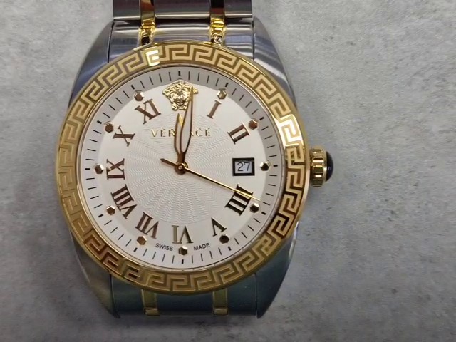 Versace V-Sport II VFE140015 Silber Gold, Herren-Armbanduhr, Quarzwerk, weißes Zifferblatt mit römischen Ziffern, Edelstahl bicolor, ovp | Zustand: Wie Neu – Bild 5