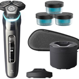 Philips S9974/63 Series 9000, Wet & Dry Elektrorasierer mit SkinIQ, Ladestation, Reiseetui und 4 | Zustand: Neu