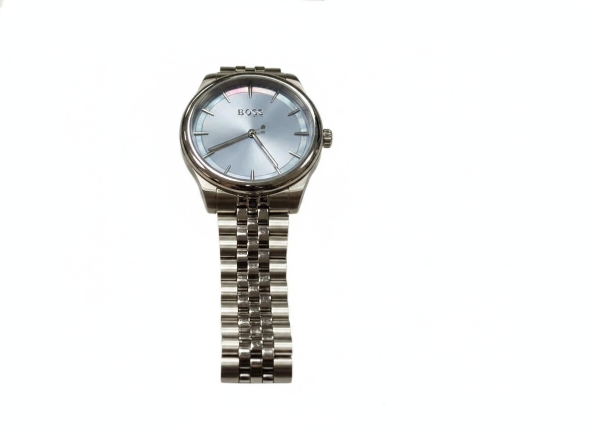 Hugo Boss Graceful Silber Blau, Edle Damen Armbanduhr mit blauem Zifferblatt und Edelstahlarmband, Modell HB.537.3.14.4089 | Zustand: Sehr Gut