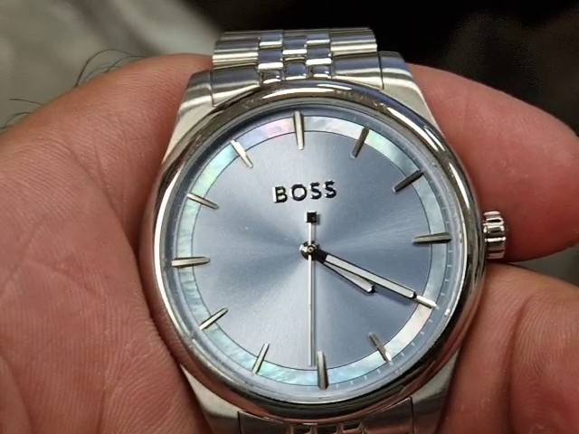 Hugo Boss Graceful Silber Blau, Edle Damen Armbanduhr mit blauem Zifferblatt und Edelstahlarmband, Modell HB.537.3.14.4089 | Zustand: Sehr Gut – Bild 3