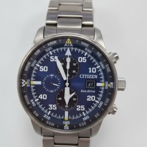 Citizen Eco-Drive CA0690-88L Blau, Herrenuhr, Solar-Chronograph, Edelstahl, Kompass-Lün., 100m wasserdicht, Kratzer an Gehäuse & Armband | Zustand: Gebraucht