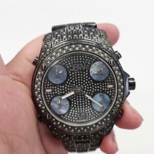 JBW Jet Setter JB-6213-B Herrenuhr Schwarz, Luxuriöse Herrenarmbanduhr mit 234 echten Diamanten, 5 Zeitzonen, EdelstahLadegerätehäuse und schwarzer Ionenbeschichtung | Zustand: Gut