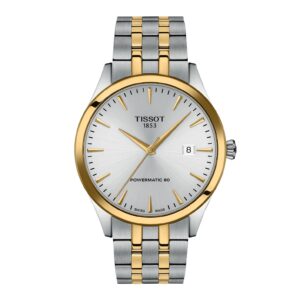 Tissot Automatics III Two-Tone Weiß, Automatikwerk, Saphirglas, Tag-Datum-Anzeige, leichte Kratzer am Gehäuse/Band | Zustand: Sehr Gut | Farbe:
