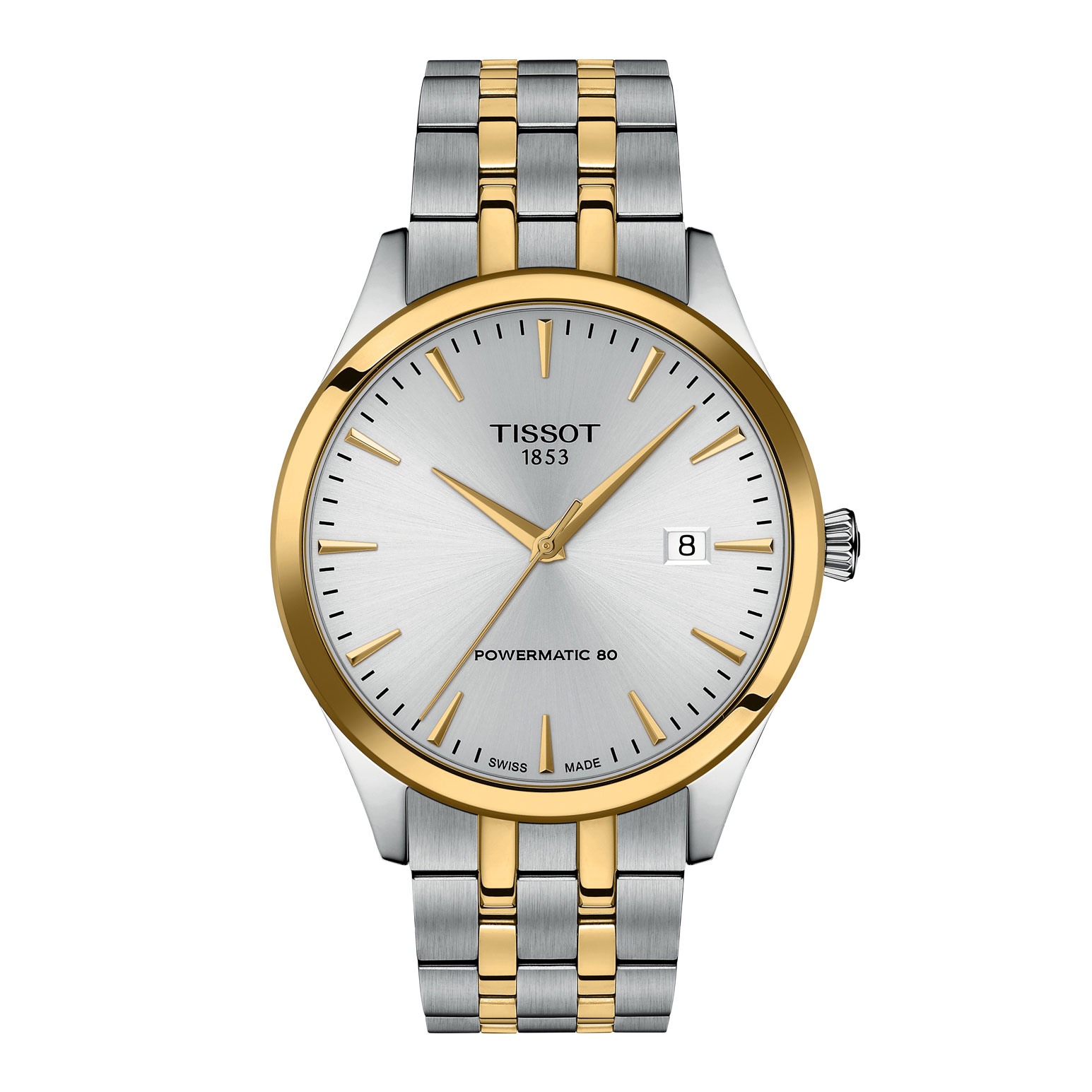 Tissot Automatics III Two-Tone Weiß, Automatikwerk, Saphirglas, Tag-Datum-Anzeige, leichte Kratzer am Gehäuse/Band | Zustand: Sehr Gut | Farbe: