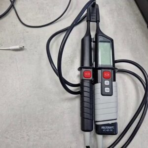 Voltcraft VC-65 SE schwarz/grau, Zweipoliger Spannungsprüfer mit LCD-Anzeige, LED, Durchgangsprüfung und leichten Kratzern | Zustand: Sehr Gut