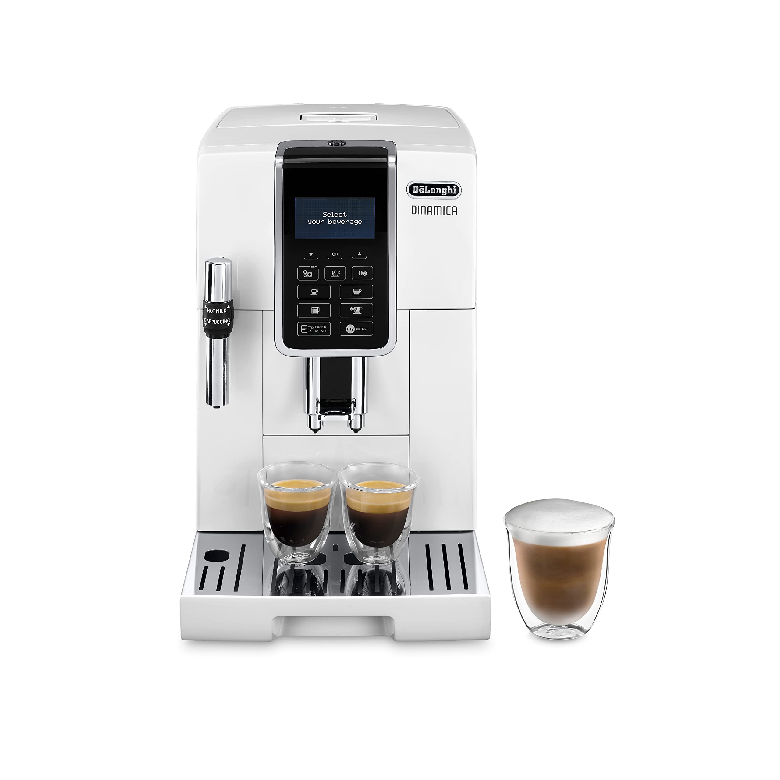 DeLonghi Dinamica ECAM 350.35.W Weiß * Neu, 1450W, 15 bar, 1.8 Liter Wassertank, integriertes Kegelmahlwerk, LCD-Display, | Zustand: Neu