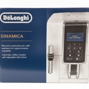 DeLonghi Dinamica ECAM 350.35.W Weiß, Kaffeevollautomat mit 1450W, 220-240V, integriertem Mahlwerk und Milchaufschäumdüse | Zustand: Neu