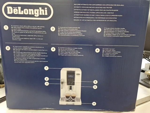 DeLonghi Dinamica ECAM 350.35.W Weiß * Neu, 1450W, 15 bar, 1.8 Liter Wassertank, integriertes Kegelmahlwerk, LCD-Display, | Zustand: Neu – Bild 3