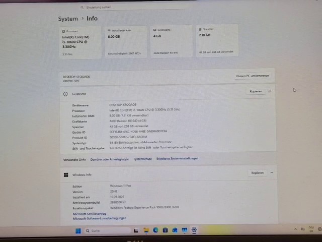 Dell OptiPlex 7090 SFF i5-10600 RX 640 Schwarz * Sehr Gut, Intel Core i5-10600, 8GB RAM, 256GB SSD, AMD Radeon RX 640, Win 11 Pro | Zustand: Sehr Gut – Bild 4