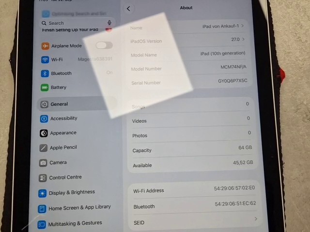 Apple iPad 10. Generation 64GB Silber * Sehr Gut, silber, 10,9" Liquid Retina Display, A14 Bionic Chip, 12 MP Kamera, Touch ID, USB-C. | Zustand: Sehr Gut | Farbe: silber – Bild 4