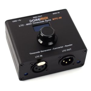 DoreMIDI MTC-20 Schwarz, LTC-MIDI Timecode Sync, Generator, Converter, Reader, USB, MIDI, OLED Display, OVP | Zustand: Wie Neu