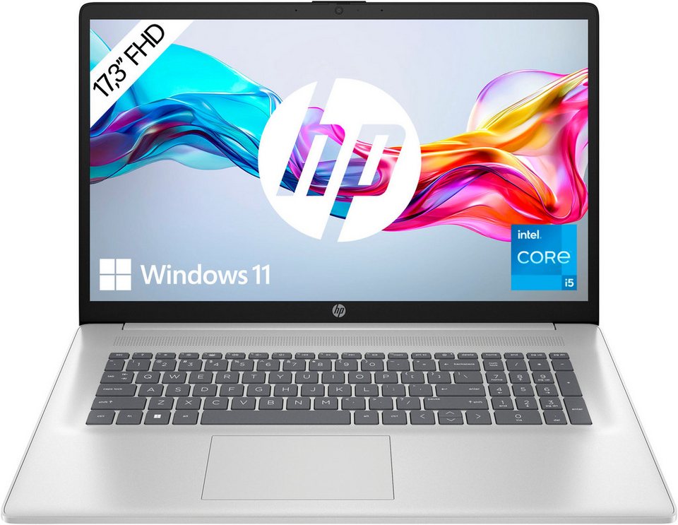 HP 17-cn3264ng Silber, core i5-1334u, 8gb ram, 512gb ssd, intel iris xe graphics, 1 ladezyklus, mit originale ladegerät, ohne verpackung | Zustand: Wie Neu
