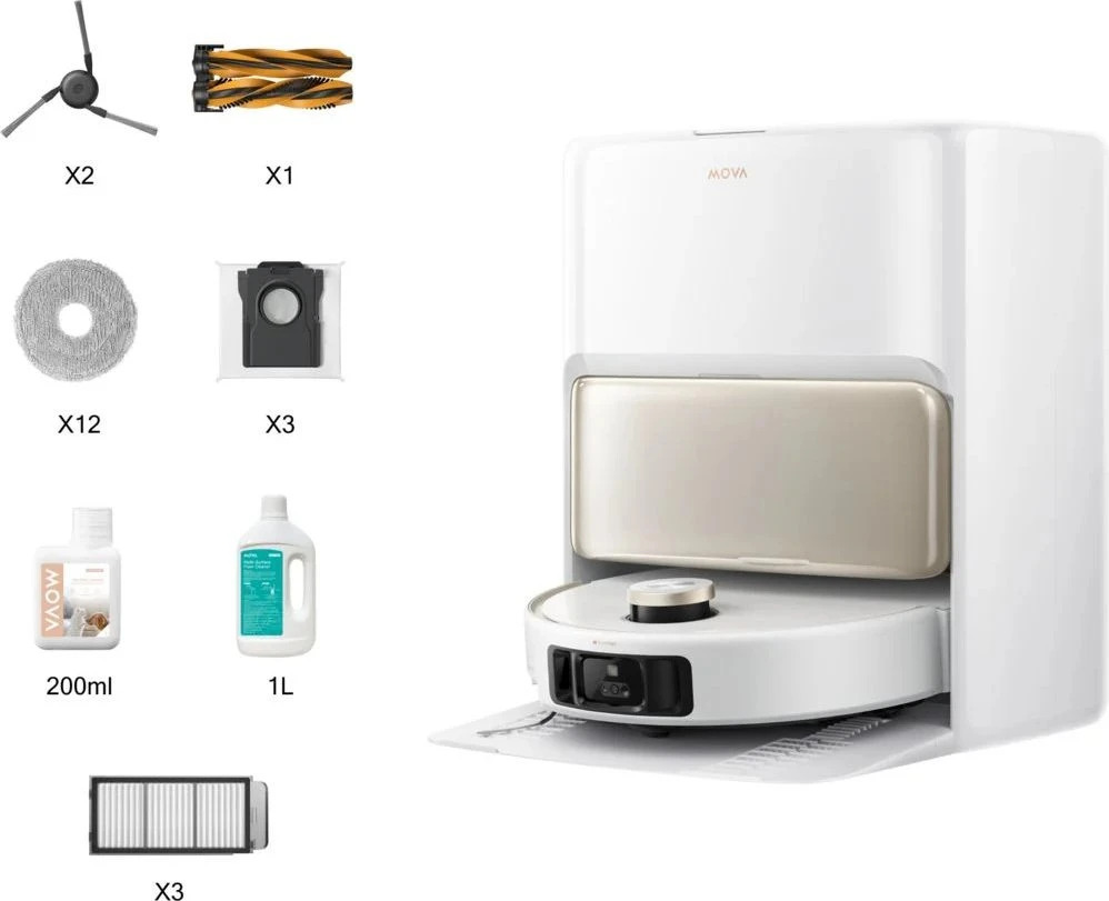 Mova V50 Ultra Complete, weiß, verpackt, Saug- und Wischroboter mit Absaug- und Reinigungsstation, starke Saugkraft und Warmwasser-Wischfunktion. | Zustand: Neu