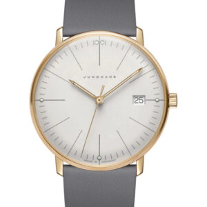 Junghans Max Bill Quarz 047/7853.02 Roségold/Grau, Damenuhr Quarz 33mm Saphirglas Lederband mit Verpackung und Originalrechnung | Zustand: Neu