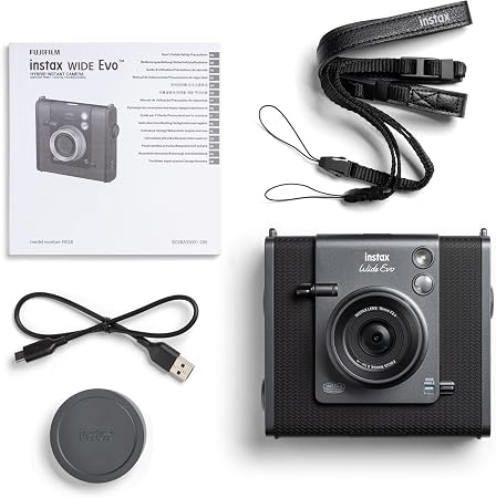 Fujifilm Instax WIDE Evo Schwarz, Hybride Sofortbildkamera für das breite WIDE-Format, mit Display, 100 Kreativ-Effekten und Weitwinkelobjektiv | Zustand: Neu – Bild 4