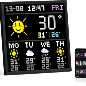 Divoom Pixoo-64 Schwarz, WiFi Pixel Art Display mit 64x64 LED-Panel, App-Steuerung, Social-Media-Zähler und Wetteranzeige. | Zustand: Neu