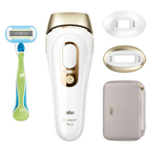 Braun Silk-expert Pro 5 PL5152 Weiß Gold, IPL Haarentfernungssystem mit Tasche, Körperaufsatz, Präzisionsaufsatz und Venus Rasierer  | Zustand: Wie Neu