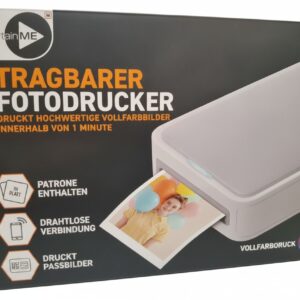 EntertainME Tragbarer Fotodrucker Weiß, Drahtlose Verbindung, druckt hochwertige Vollfarbbilder und Passbilder, Patrone enthalten. | Zustand: Neu