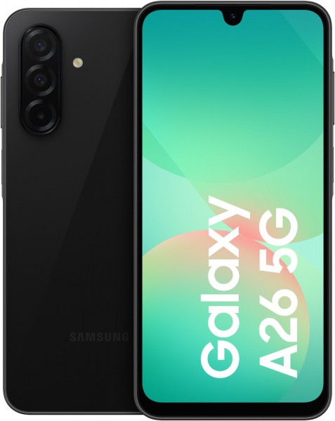 Samsung Galaxy A26 5G 2025 Schwarz, 128GB Speicher, 6,7 Zoll Super AMOLED-Display, 50 MP Kamera und ausdauernder 5.000 mAh Akku. | SimLock: Frei | Zustand: Sehr Gut | Farbe: schwarz | Akku: 100%