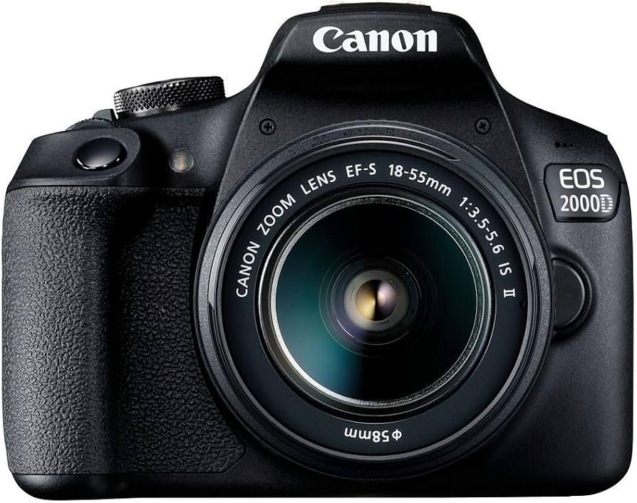 Canon EOS 2000D 2018 Schwarz, Mit tasche schwartz Digitale Spiegelreflexkamera, 24,1 MP, APS-C-Sensor, Full HD Video, inkl. Objektiv EF-S 18-55mm, Akkus und Ladegerät | Zustand: Sehr Gut
