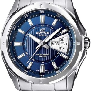 Casio Edifice EF-129D Blau, Herren-Quarzuhr, Edelstahl, 100m wasserdicht, Datums- und Wochentagsanzeige | Zustand: Gut
