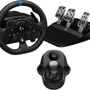 Logitech G923 Trueforce Schwarz, Gaming-Rennlenkrad mit Pedalen und Force-Feedback für PC und Konsolen | Zustand: Gut | Farbe: schwarz