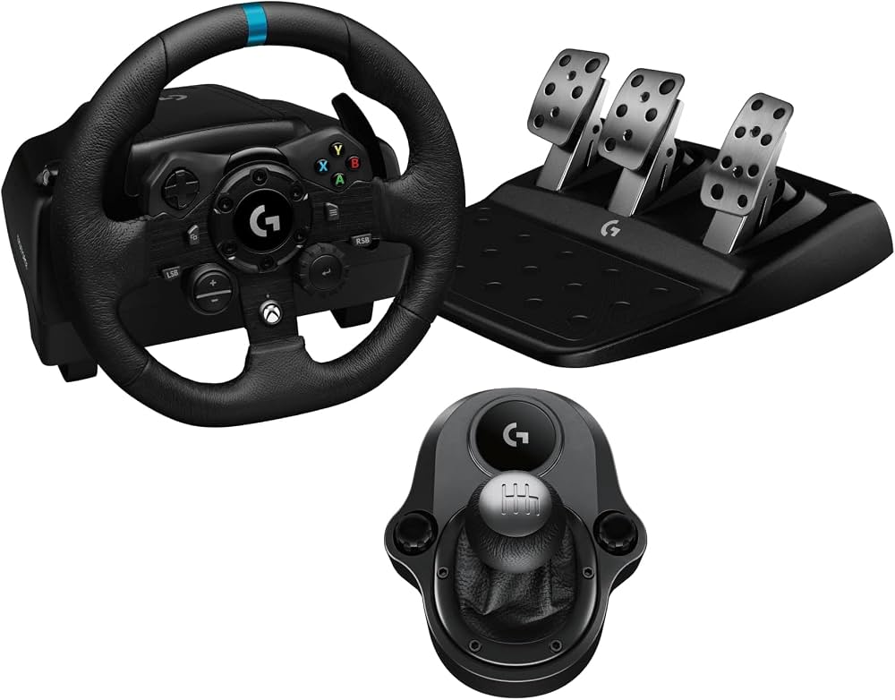 Logitech G923 Trueforce Schwarz, Gaming-Rennlenkrad mit Pedalen und Force-Feedback für PC und Konsolen | Zustand: Gut | Farbe: schwarz