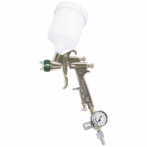 Walcom STV HVLP silber, mit koffer Farbspritzpistole Set im Koffer mit 1.7 mm Düsensatz, Fließbecher, Bürste und Zubehörset (AUSLAGER) | Zustand: Sehr Gut